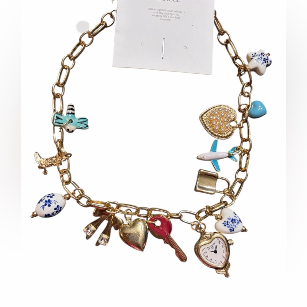 Gold Charm Bracelet with Multicolor Accents